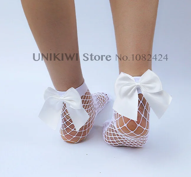 knee socks Chic Streetwear Women's Harajuku Black Breathable Bow knot Fishnet Socks.Sexy Hollow out Mesh Nets Socks Ladies Girl's Bow Sox walking socks womens