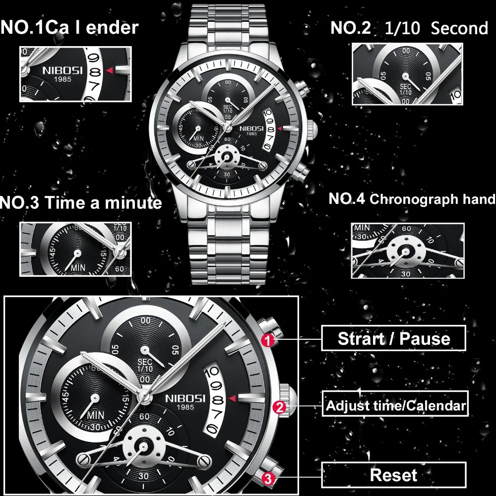 NIBOSI Креативные мужские часы Роскошные брендовые кварцевые часы мужские военные водонепроницаемые спортивные наручные часы Relogio Masculino