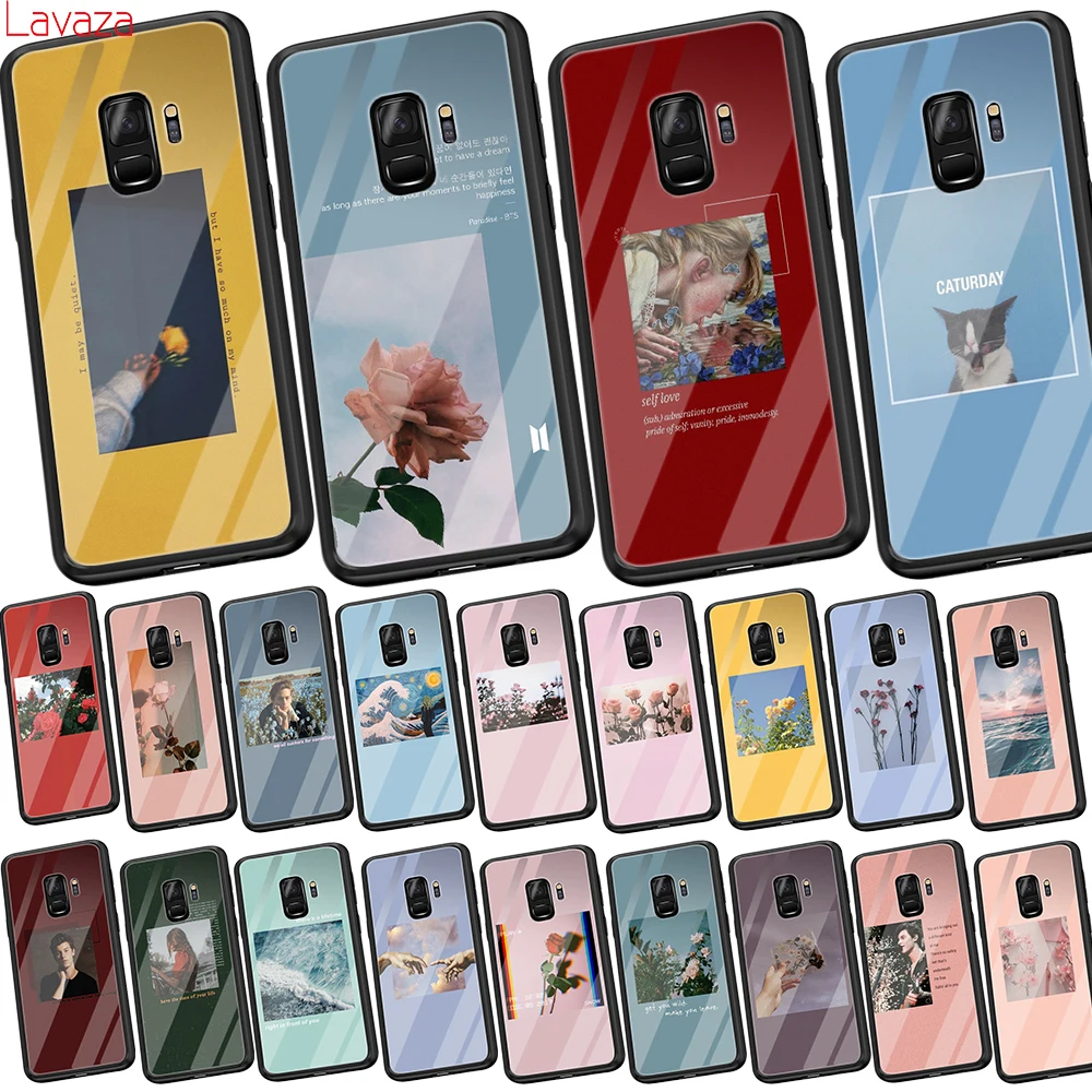 

Lavaza Lock Screen Aesthetic Tempered Glass Soft Case for Samsung Galaxy S8 S9 S10 Plus Note 8 9 A30 A50 A70 Cover