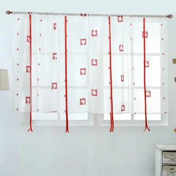 

1 Piece Home textile blinds short curtain pocket white door window roman curtains tulle Sheer voile rod modern treatments cafe