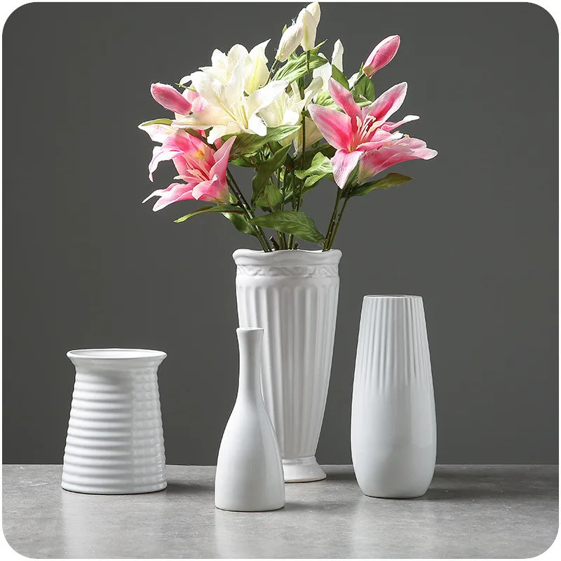 Solid White Vase Ceramic Home Decorative Flower Pots Planters Home Vase Accent Decor Solid White Vase Ceramic Home Decorative Flower Pots Planters Home Vase Accent Decor
