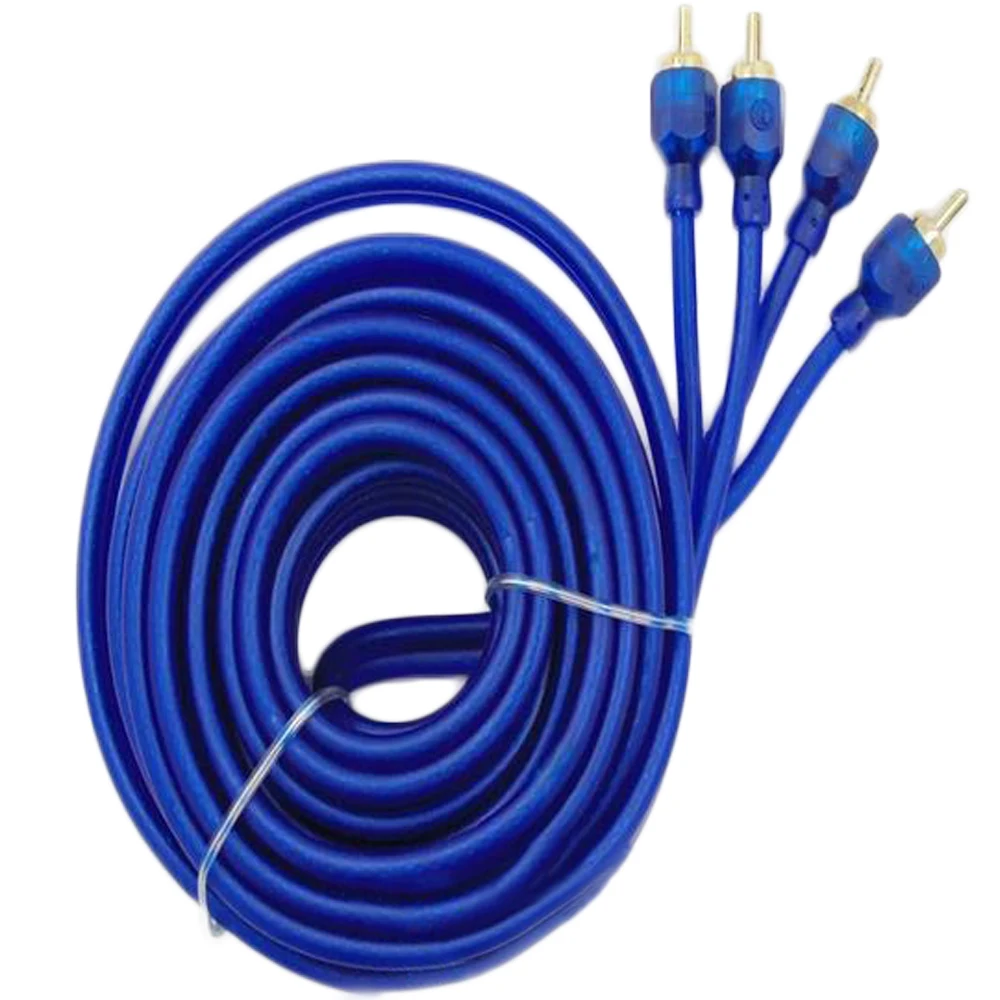 Double Shielded Pure Copper Car Stereo Audio Cable Blue 5 Meters Audio