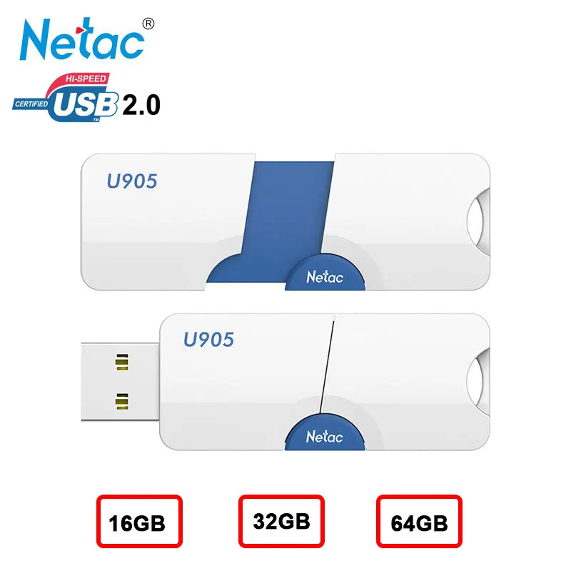 Дешевый Netac USB флэш накопитель 16 ГБ, 32 ГБ, 64 Гб флешки U905 Пластик Memory Stick для настольного компьютера флэш диск на ключе ручка накопитель 64 ГБ