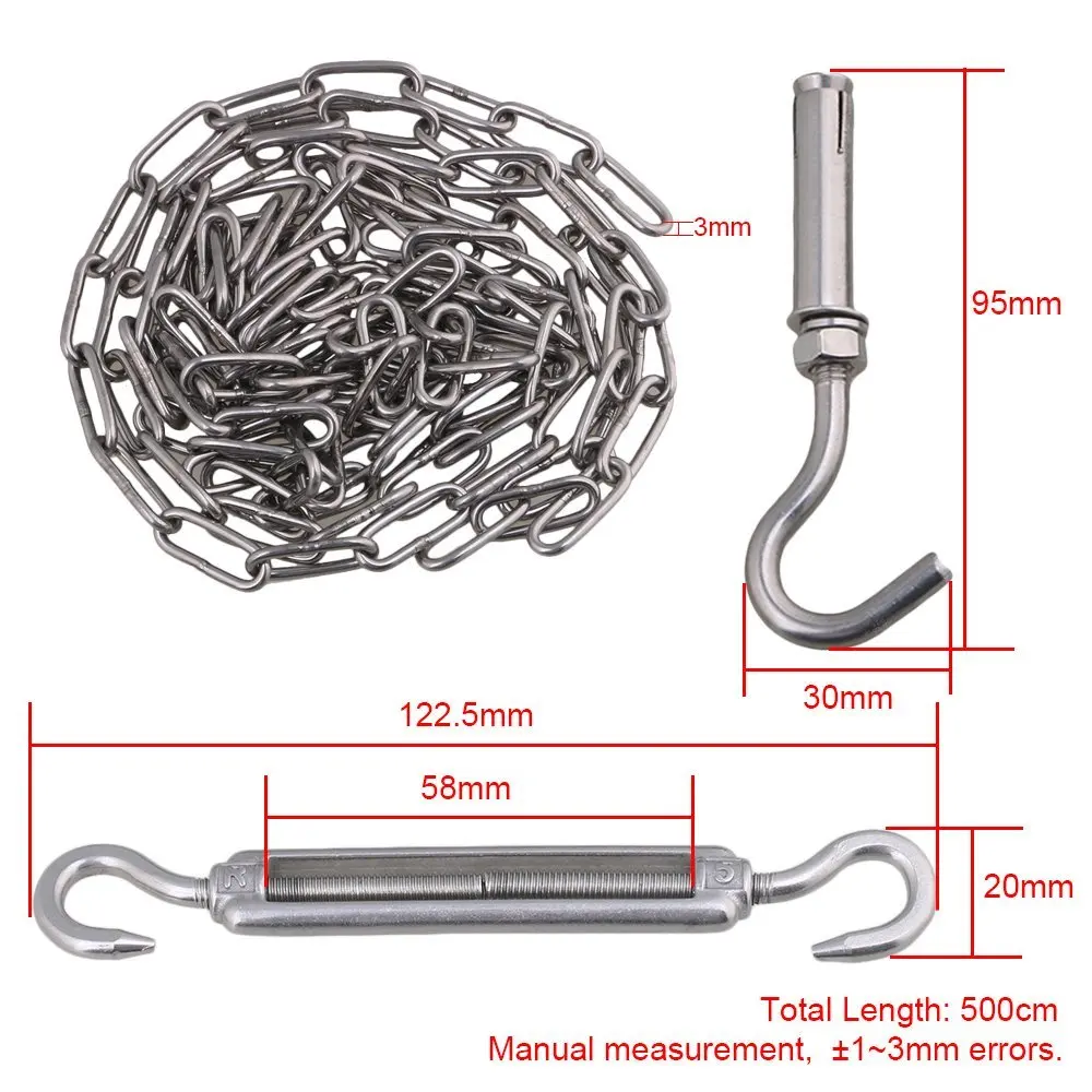 Серебряный загрузка 60 кг 304 Нержавеющая сталь m3 5 м фаркоп цепи набор для наружной сушки или ужесточение