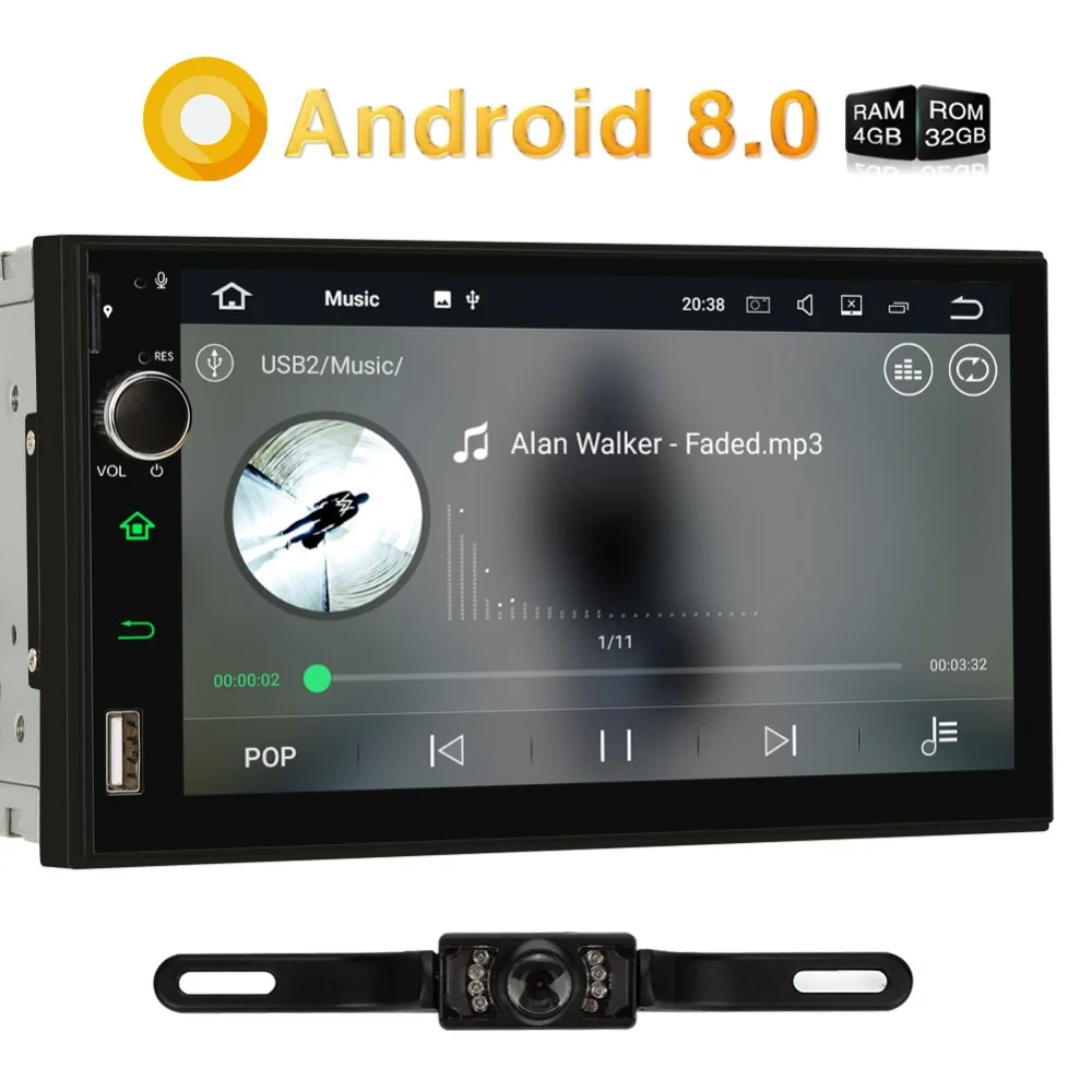 

Pumpkin 2 Din 7''Android 8.0 Universal Car Radio No DVD Player GPS Navigation 4GB RAM 32GB ROM Car Stereo DAB+ Wifi 4G Headunit