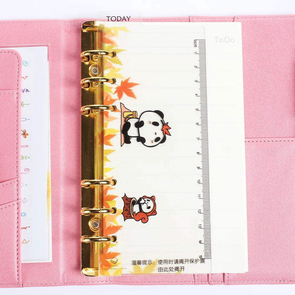 

Cute creative cartoon panda pattern school PP ruler stationery,candy fine student 6 holes spiral notebook ruler accessories A6