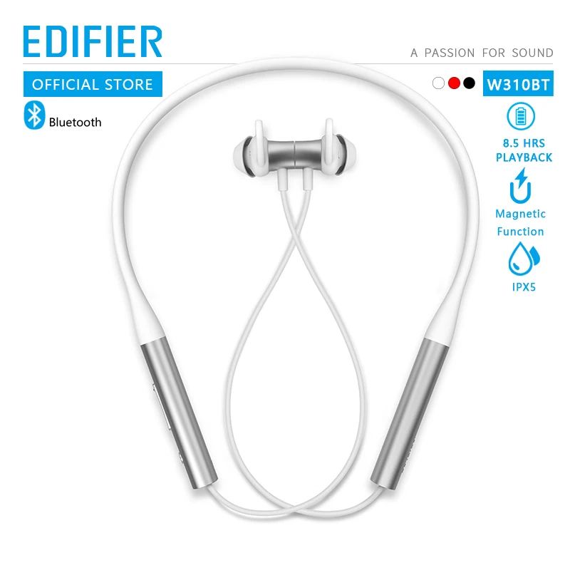 

EDIFIER W310BT earphone Bluetooth V4.2 up to 8.5 hours playback IPX5 Waterproof magnetic earpieces incoming call vibration