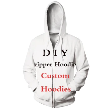 

YOUTHUP 2020 Custom Hoodies Men/Women Coat 3D Print Zipper Sweatshirts DIY Custom Design Hoodies Men For Drop Shipper Plus Size