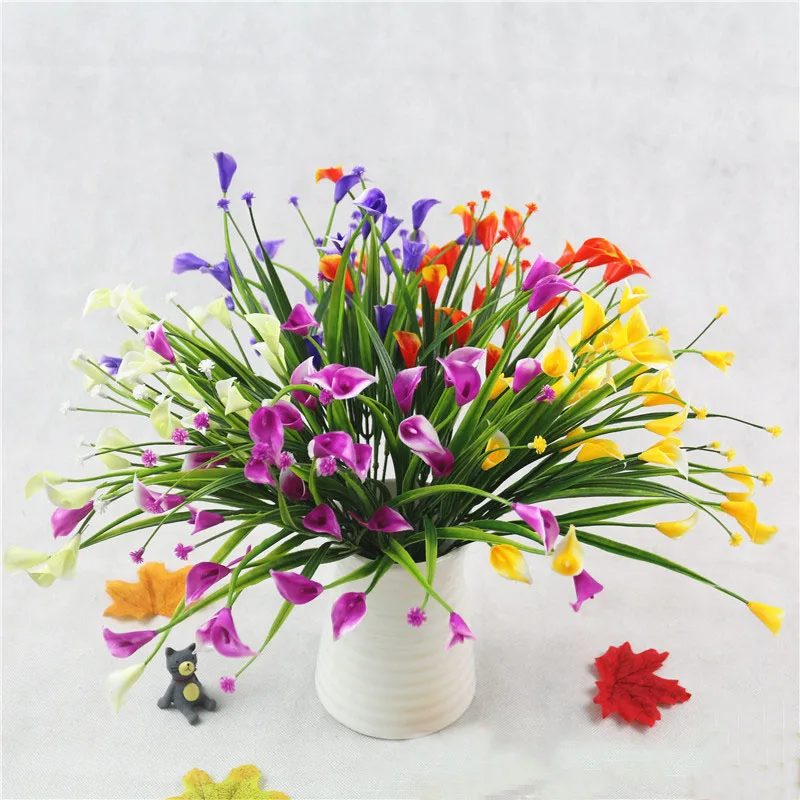 

New beautiful 25 head / bunch of mini plant aquatic artificial calla plant with fake silk leaf home