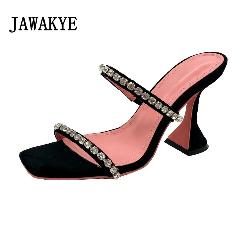 Hot Selling Beading Strappy Slippers Fashionable Cup Heel Open Toe Dress Shoes Women