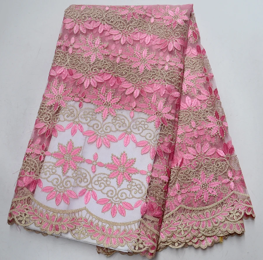 

nigerian wedding african lace 2018 bridal pink embroidered tulle lace fabric aso ebi net lace fabric dubai