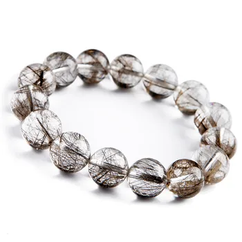

Natural Silver Rutilated Quartz Crystal Round Big Beads Stretch Powerful Bracelet 16mm Fashion Stone Rare Women Men AAAAA