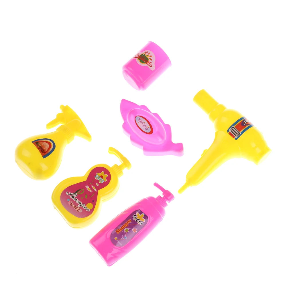 

Mini Doll House Hair Dryer Bath Soap Cup Doll Miniature Bath Supplies Doll Bathroom Product Accessory 1Set For Kids Toy