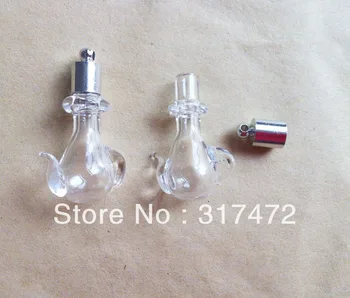 

Freeshipping!! Fairy Teapot Glass Vial Pendant Rice Art Bottle wish bottle pendant DIY perfume jewelry findings