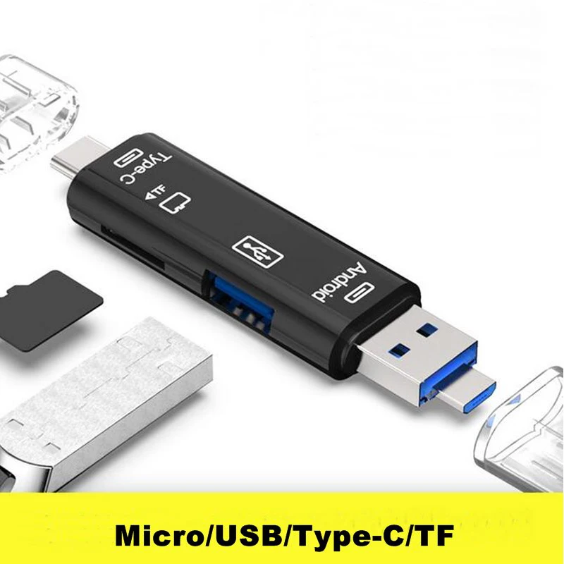 3 в 1 type-C кард-ридер Micro usb type-C флэш-накопитель адаптер разъем Высокоскоростной TF кард-ридер белый черный