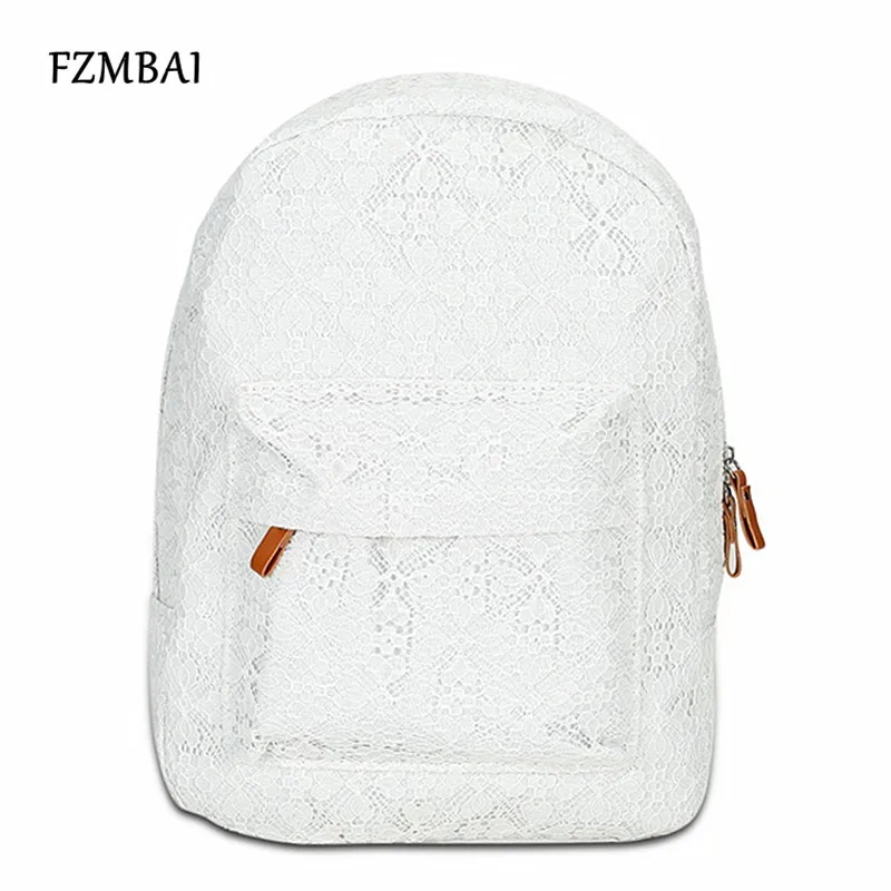 FZMBAI Модные женские рюкзак белый и черный с кружевом холст сумки|lace backpack|women backpack