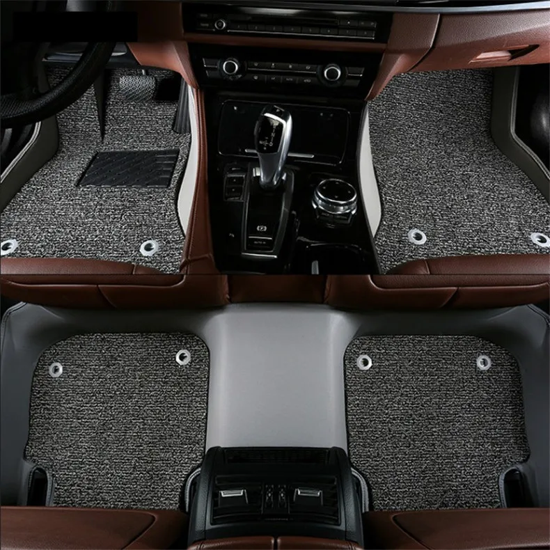 

For Peugeot 301 2014-2018 Floor Mats Foot Carpets Step Mat High Quality Water Proof leather Wire coil 2 Layer
