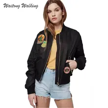 Women Coat Spring Autumn Casual Couple Badges Female Long Sleeve Flight Jacket Zipper Bomber Parka Outerwear X21