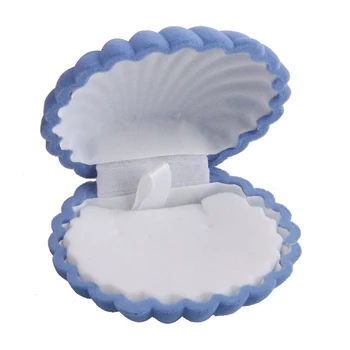 

Shell Shape Velvet Pendant Necklace Jewellery Display Storage Case Xmas Gift Box (Blue)