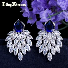 BeaQueen великолепный большой голубой камень Асфальтовая белый маркиза CZ серьги-гвоздики с кристаллами Для Женщин Королевский шпильки ювелирные изделия для подарков E028