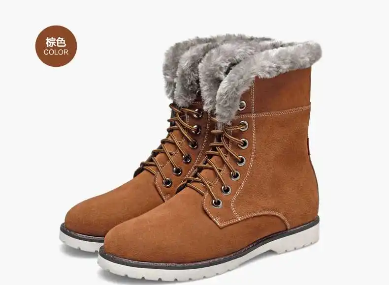 2015 New Winter Plus Velvet Men Snow Boots Warm Cotton-Padded Shoes Matte Suede Ankle Boots Lacing Up Casual H4939