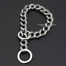 Панк Мода Собака цепочки и ожерелья одноцветное 316L Нержавеющая Сталь Роскошные Племенные татуировки цепи для собак воротники 5C016DC длина 1"~ 30"