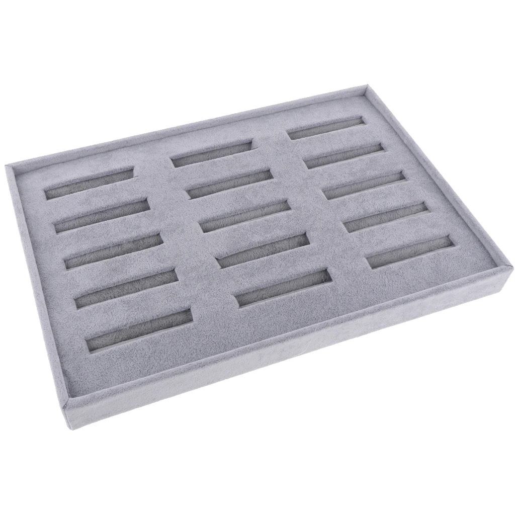 MagiDeal 15 Slots Insert Bracelet Organizer Tray Stores Jewelry Shop Cuff Bangle Large 35X24x2cm