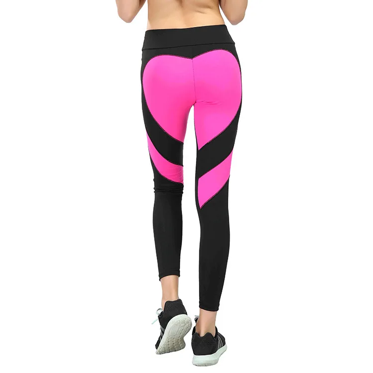 [AoSheng] размера Плюс XXXL женские леггинсы для фитнеса в форме сердца бесшовные леггинсы женские летние леггинсы для тренировок и бега - Цвет: Pink Heart Black