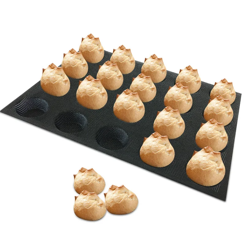 

puffs Silicone Bun Bread Forms Non Stick Baking Sheets Perforated Hamburger Molds Muffin Pan Tray