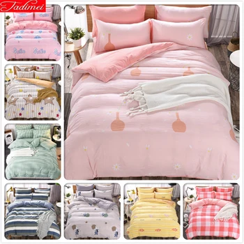 

Washable Cotton Bed Linens Kids Single Double Queen King Size Duvet Cover 3/4 pcs Bedding Set 1.5m 1.8m 2.0m Bedsheet Bedclothes