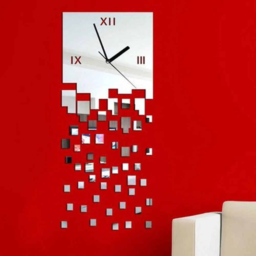 

Wall Clock Pattern Sticker DIY Mirror Sticker Home Decoration wall clock modern design single face wall clocks living 19JUL23