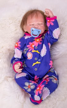 

19inch Reborn silicone Baby Dolls closed eyes dark blue clothes Toddler simulation fashion toy children Birthday Xmas Gift