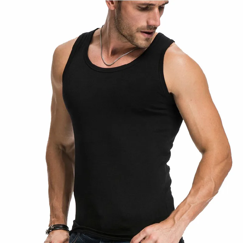 2017 Men Tank Top Solid Color Cotton High Quality Undershirt