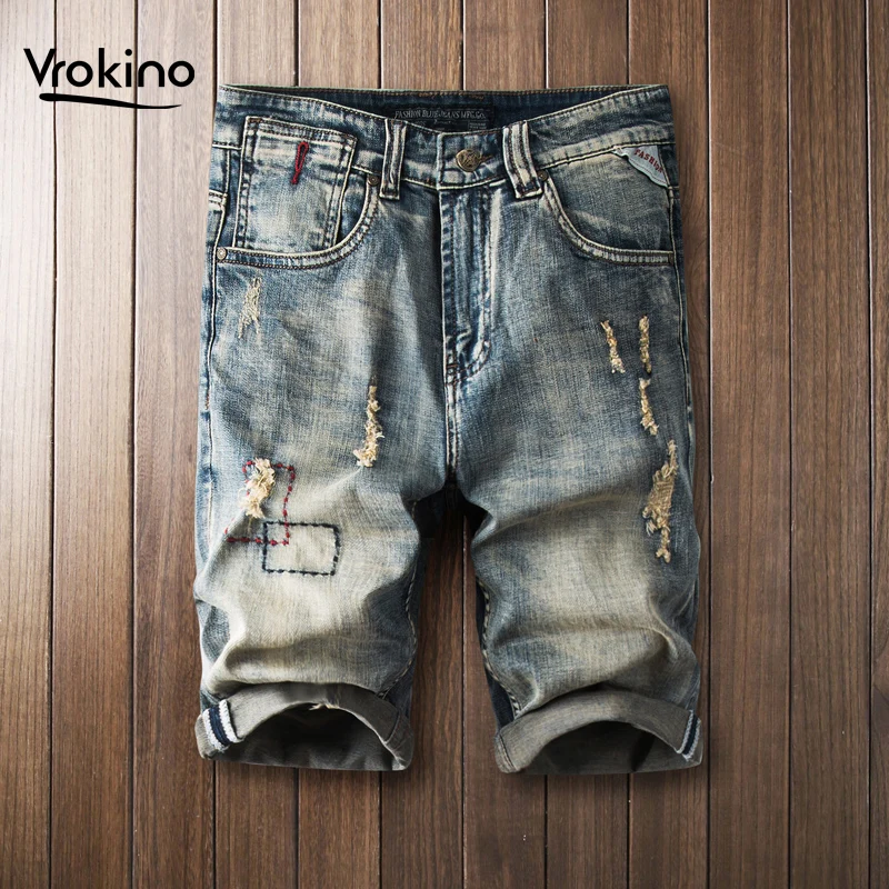 Бренд VROKINO летние новые мужские шорты джинсы повседневные модные высококачественные ретро шорты Мужская одежда 28-38
