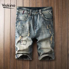 Бренд VROKINO летние новые мужские шорты джинсы повседневные модные высококачественные ретро шорты Мужская одежда 28-38