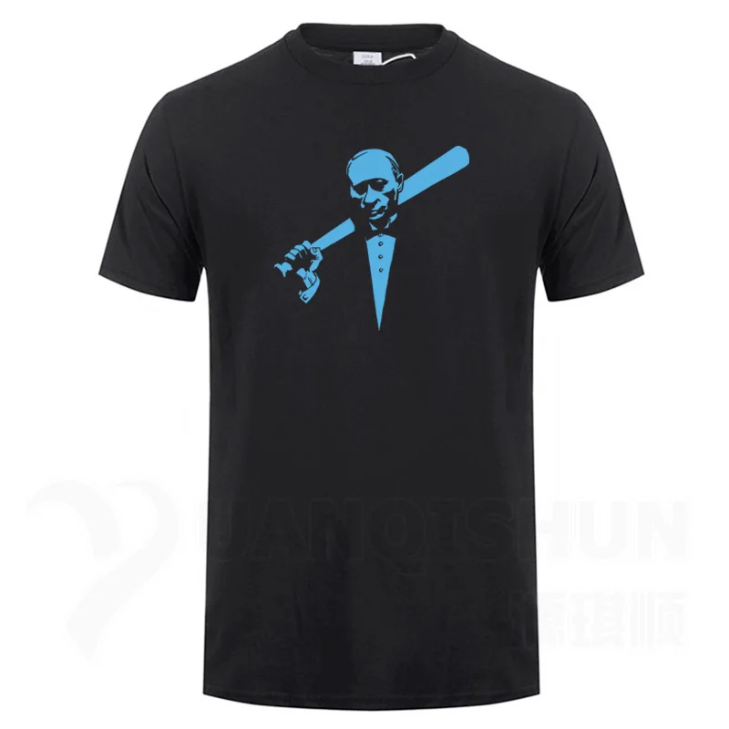 Funny Men's Tee Shirt Russian President Vladimir Putin Print T-shirt Top Quality Cotton Short sleeves Tops Fashion Men Tees - Цвет: Black 4