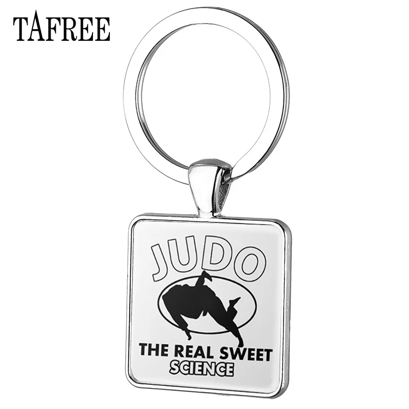 

JOINBEAUTY Fashion Men Square keychain Art picture Sports Judo Antique Silver Plated keychain car for men Gift FQ597