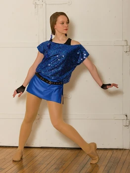 

Sequins Performance Suit Jazz Dance Stage Performance Costume Set Blue
