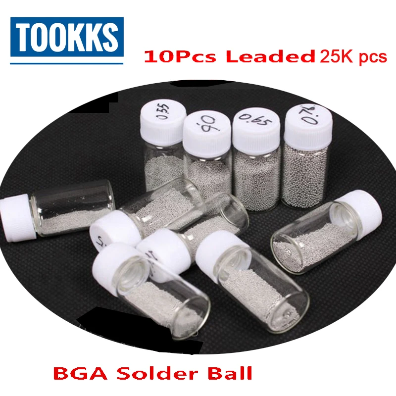 

10pcs/lot Leaded Solder Ball Sn63Pb37 25K/ Bottle for BGA Reballing Tools 0.25/0.3/0.35/0.4/0.45/0.5/0.55/0.6/0.65/0.76MM
