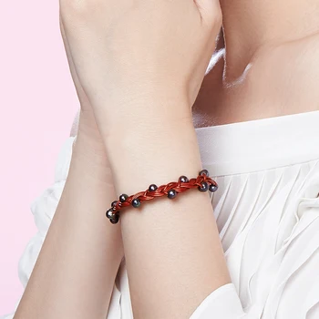 

gNpearl Black Pearl Bracelet Jewelry Natural Freshwater Pearl High Quality Braided Rope Pearl Bracelets For Women Gift