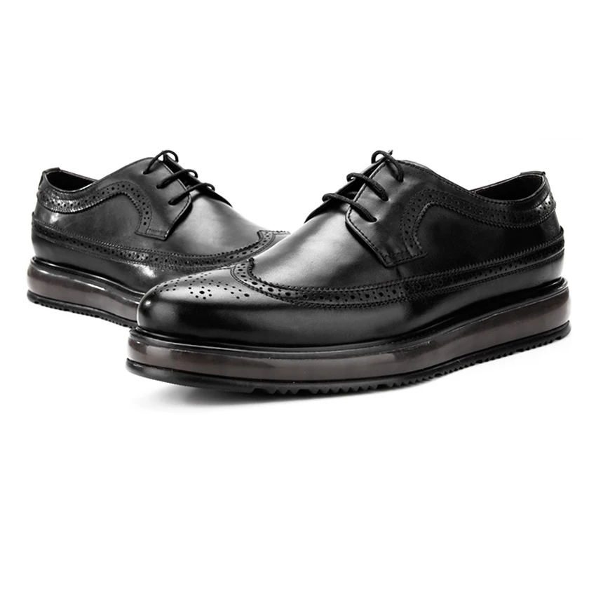 Винтажные мужские оксфорды из натуральной кожи Wingtip деловые туфли с круглым