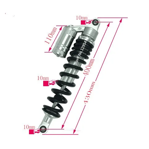 10 мм весна 400 мм задний амортизатор подвеска мотоцикл для YAMAHA HONDA SUZUKI KAWASAKI TRAIL DIRT BIKE ATV черный+ золотой