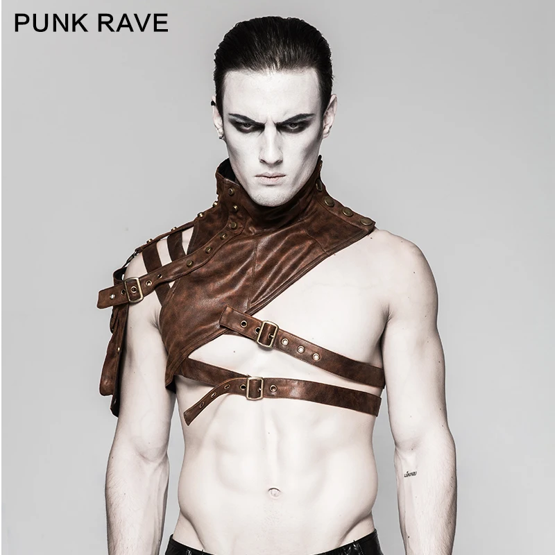 

Coffee Black Two Colours Punk Rave Mechanical Steampunk Accessory Arm Armor Soldier Gothic Vest Cosplay Performance S207