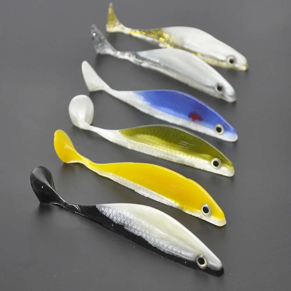 

6pcs/lot 11.5cm Minnow Tail Paddle Soft Lures Fishing Shad Bait Tackle Jig Head