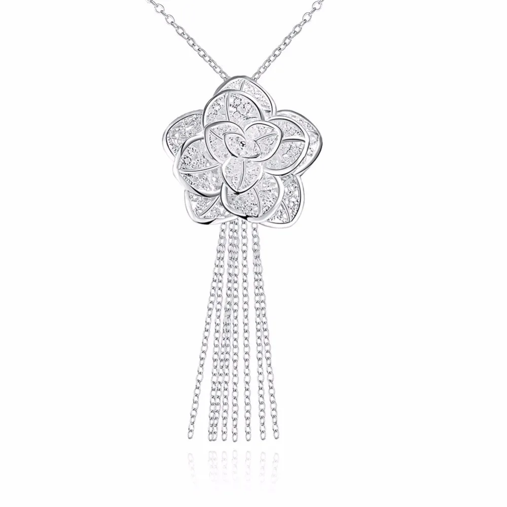Big silver pendant necklace contracted roses (with no chain) P318 | Украшения и аксессуары