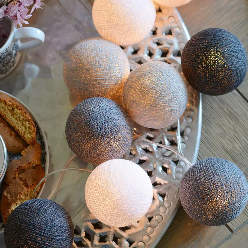 Online 3 m 20 Baumwolle Garland Bälle LED String Lichter 6 CM Baumwolle Ball Licht Kette Urlaub Hochzeit Party Dekorative Lichter saiten Lampen