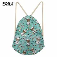 FORUDESIGNS/сумки на шнурке для медсестры, повседневные сумки, медсестры, медведь, принт, Дамский рюкзак со стягивающим шнуром, школьные сумки для подростков, sacos de mujer