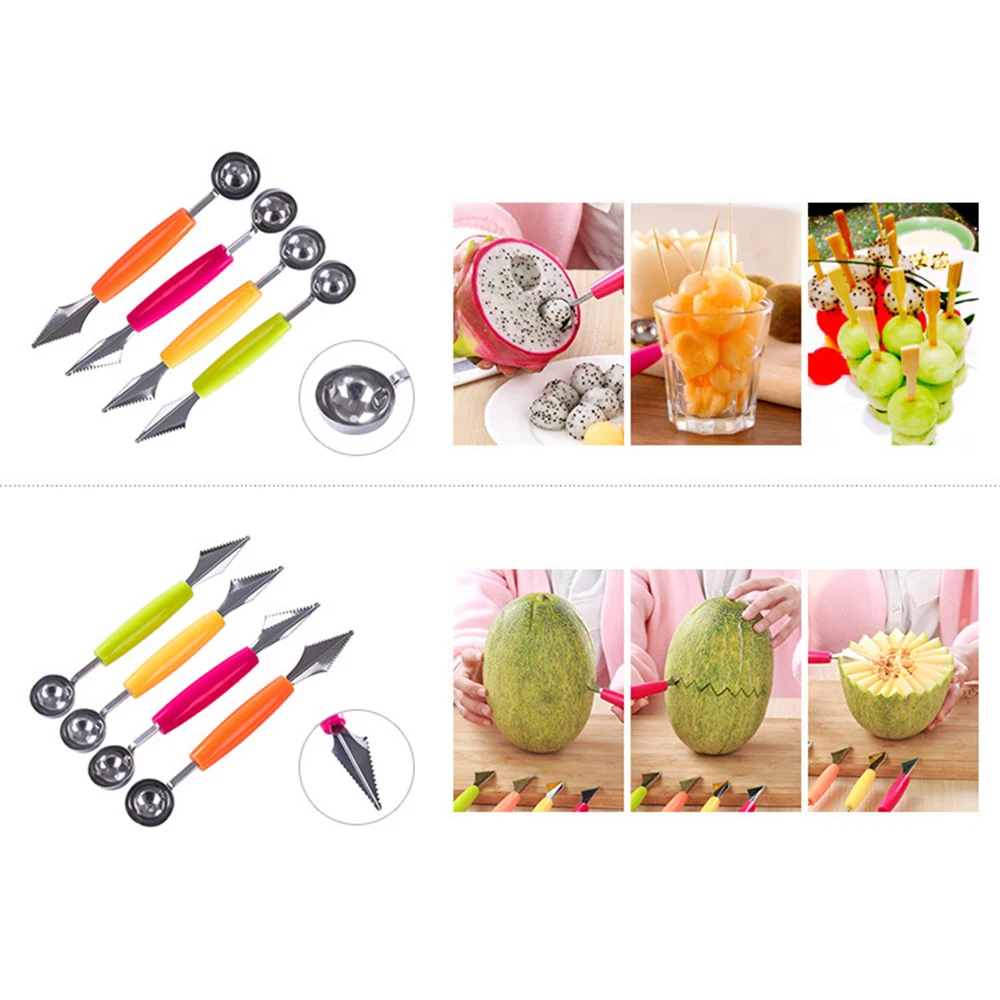 

1 Pc Double-End Fruit Melon Baller Carving Knife Stainless Steel Kitchen Tools Multi Function Ice Cream Decorating Tools