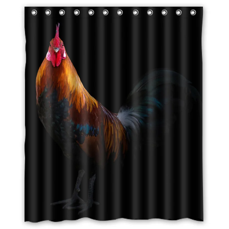 

Birds Rooster Black Cock background Shower Curtains Custom Design Creative Shower Curtain Bathroom Waterproof Polyester Fabric