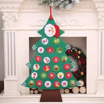 

24/31 Days Hanging Christmas Advent Calendar Non-woven Fabric Christmas Tree Countdown Calendar Christmas Decoration For Home